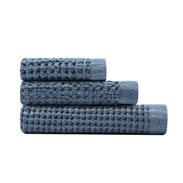Onsen Bath Towel Set - 100% Supima Cotton, Lightweight, Denim Blue