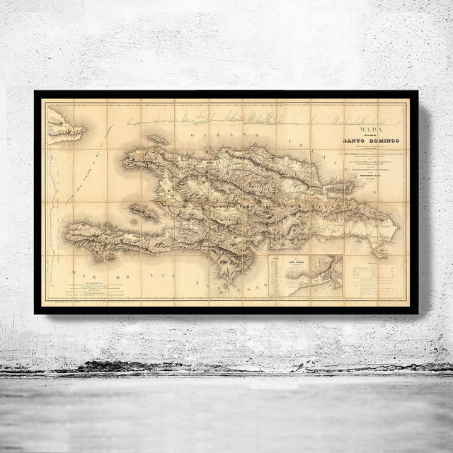 Old Map Dominican Republic Haiti Dominican Republic Map 1858 Vintage Map | Vintage Poster Wall Art Print