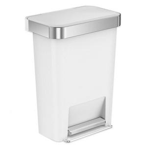 simplehuman® 45-Liter Plastic Rectangular Step Trash Can with Liner Pocket in White