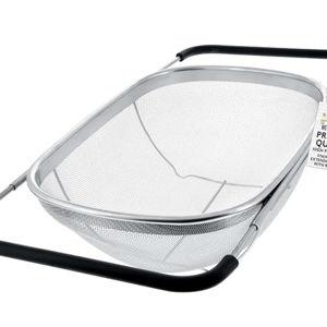 U.S. Kitchen Supply Stainless Steel Colander Strainer - 6-Quart Collapsible Colander with Expandable Rubber Handles - Rectangular Sieve, Fine Mesh Stainless Steel Strainers and Colanders for Kitchen