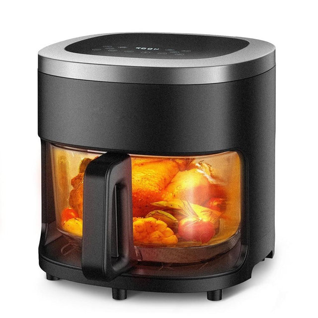 6-IN-1 Glass Air Fryer with 4.5 QT Capacity,Air Fry, Roast, Reheat, Dehydrate, Air Crisp Technology,Nonstick & Dishwasher Safe Basket,97% Less Oil,Features Digital Timer1