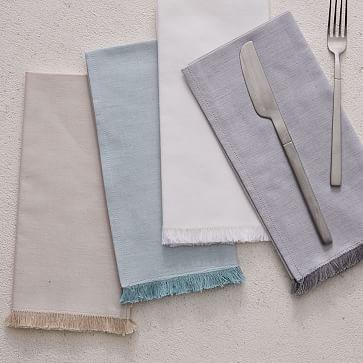 Frayed Edged Napkins- WHITE (Set of 4)