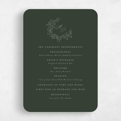 Green Rounded Wedding Program - Sequoia