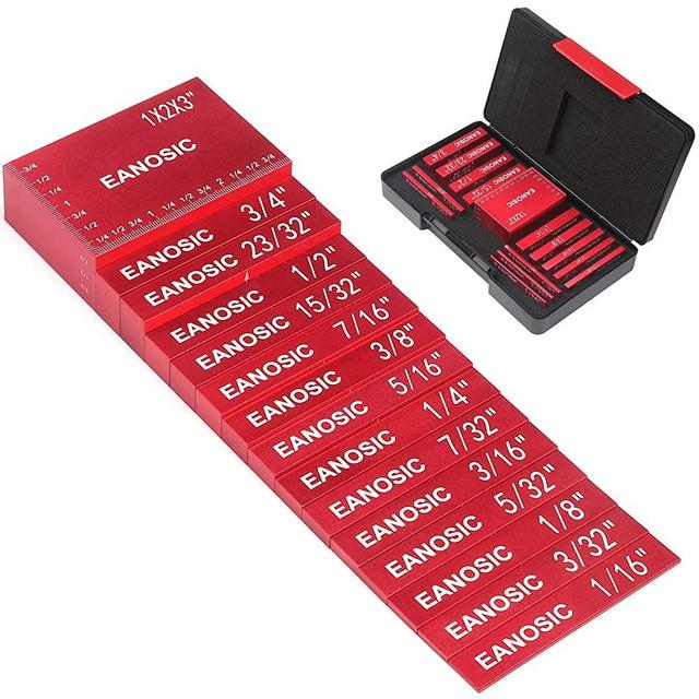 Setup Blocks Height Gauge Set, 15pcs Precision Aluminum Setup Bars for Router and Table Saw Accessories Woodworking Set Up, Bars Include Laser Engraved Size Markings