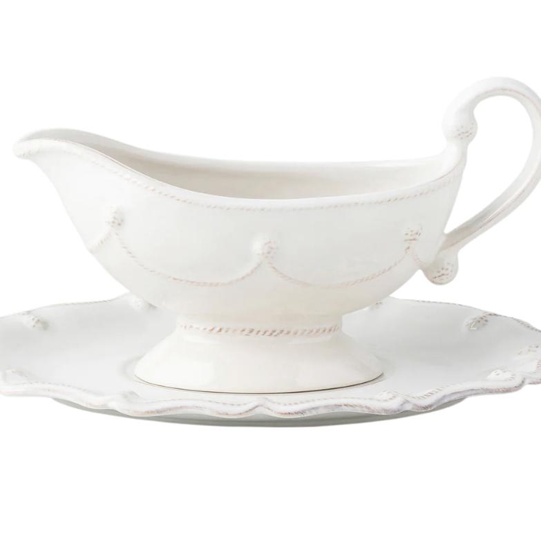 Berry & Thread Sauce Boat & Stand - Whitewash