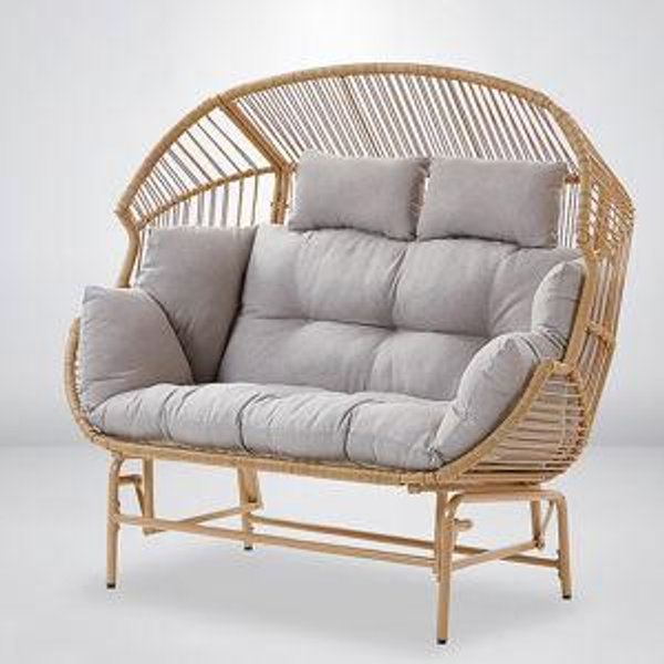 Rilyson Egg Chair Wicker Yellow Wicker Frame Glider Egg Chair with Multiple colors/finishes Beige Cushioned Seat