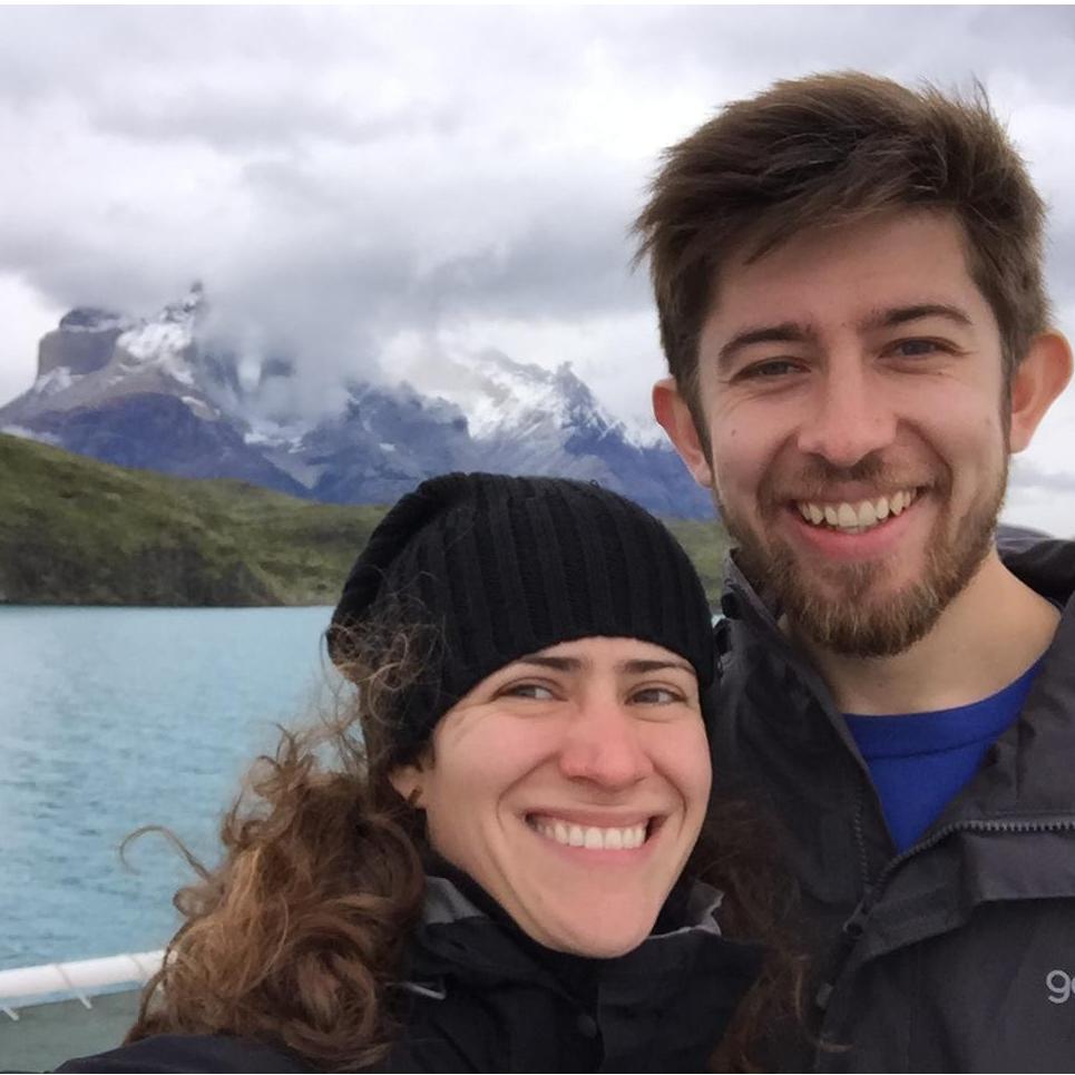 We walked a 50-mile 'W' trail in Patagonia. We were going to do more of these to spell out 'Wedding', but it was really tiring