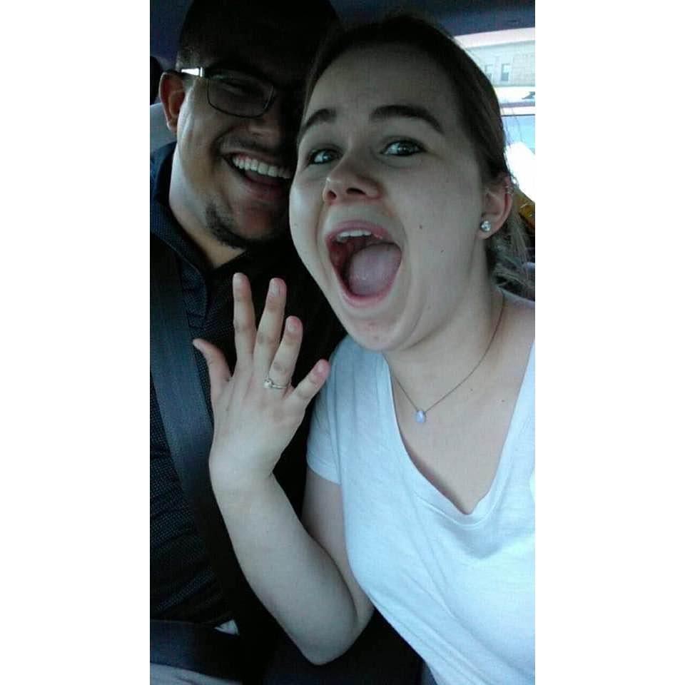 Right after Megan said "yes!" Logan proposed on the playground at Tiffany Creek Elementary in Boyceville where they "dated" in 4th grade.