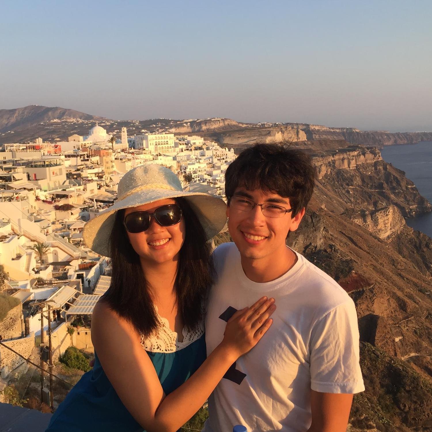 The cliffs of Santorini at sunset (July 2017)