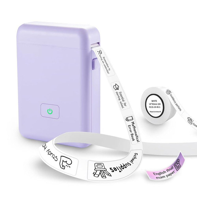 vretti Label Maker Machine with Tape, HP2 Portable Bluetooth Label Printer for Storage, Shipping, Barcode, Office, Home, Organizing Mini Sticker Label Maker with Multiple Templates (Purple)