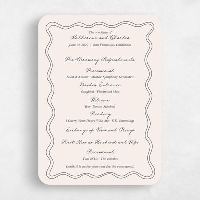 Beige Rounded Wedding Program - Cara
