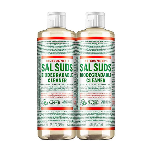 Dr. Bronner's - Sal Suds Biodegradable Cleaner (16 Ounce, 2-Pack) - All-Purpose Cleaner, Pine Cleaner for Floors, Laundry & Dishes, Concentrated, Cuts Grease & Dirt, Powerful Cleaner, Gentle