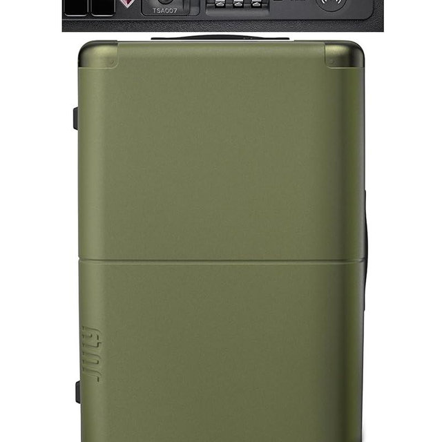 July Checked Plus with CaseSafe - 28.75" Built in Tracking, Airline Approved Check In Luggage with Wheels, Rolling Suitcase for Men & Women - Silent Spinner Wheels, Y-Strap - Moss