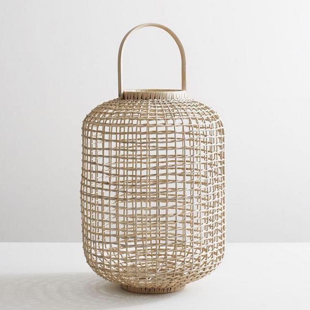 Flora Woven Rattan Lantern, Natural, Medium