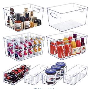 Set of 8 Clear Plastic Storage Bins, 4 Large and 4 Small Stackable Storage Containers for Pantry Organization and Kitchen Storage Bins,Home Edit and Cabinet Organizers