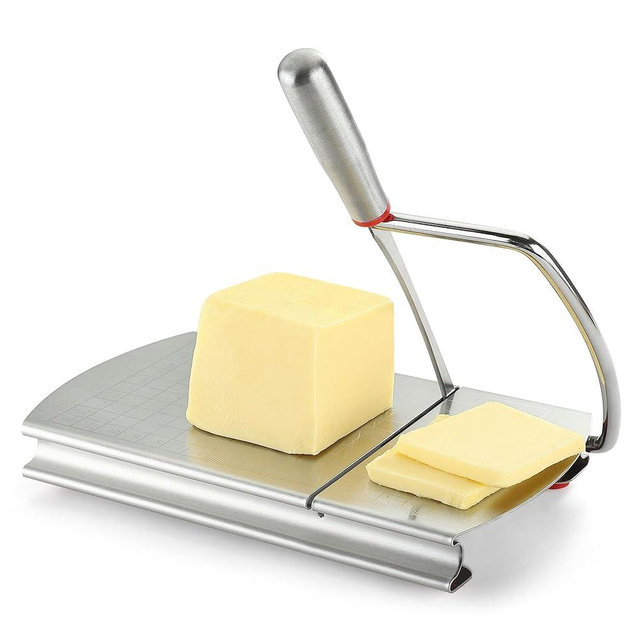 DGLOZE Cheese Slicer Cutter, Stainless Steel Cheese Cutter Board with Blade for Block Cheese, Vegetables, Butter, Sausages, Bread