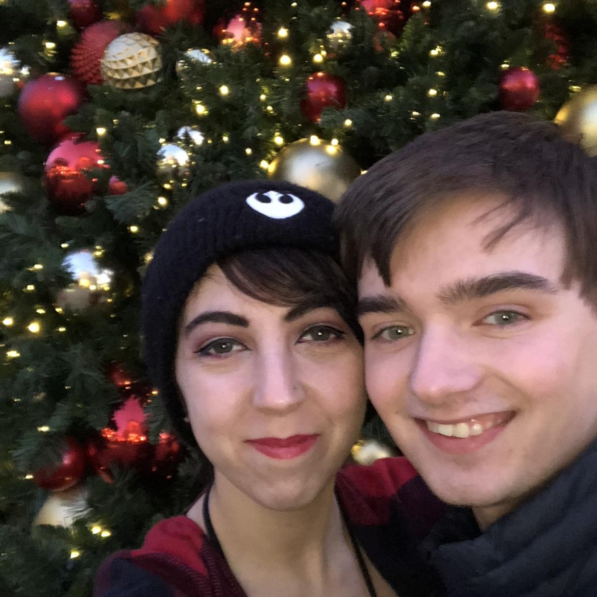 Christmas tree outside of the theatre in Bridgeport Village.