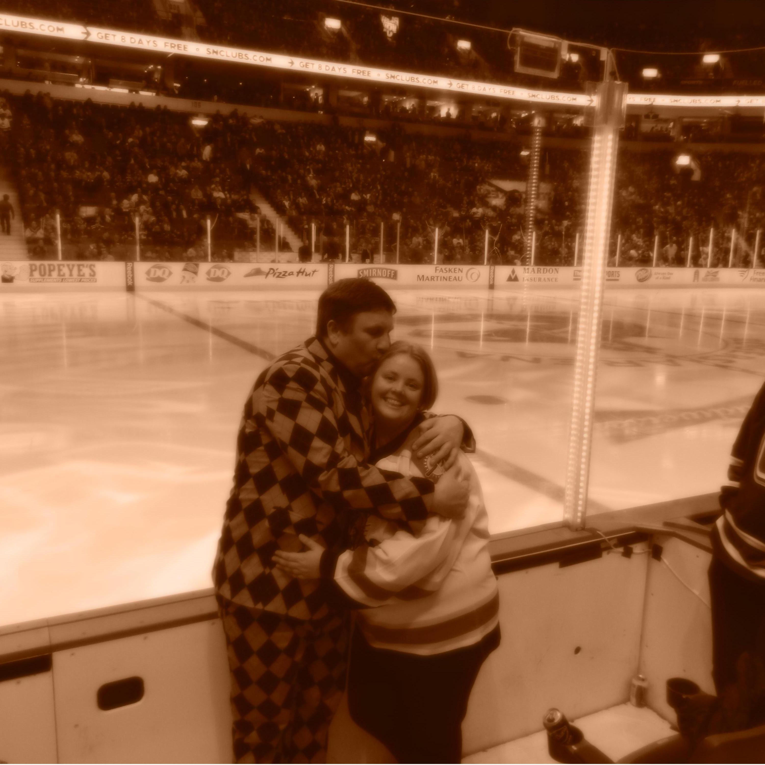 At a Hockey Game in Canada.