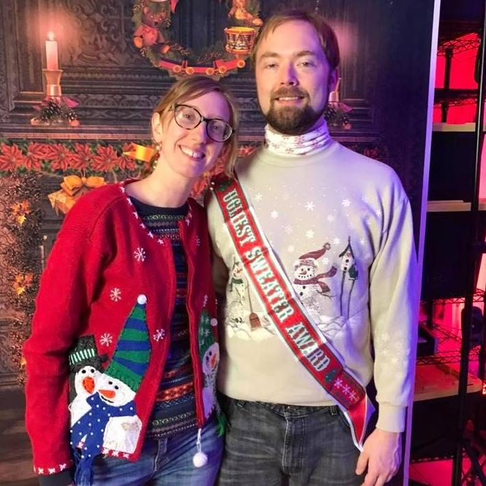 Ugly sweater winner and runner up