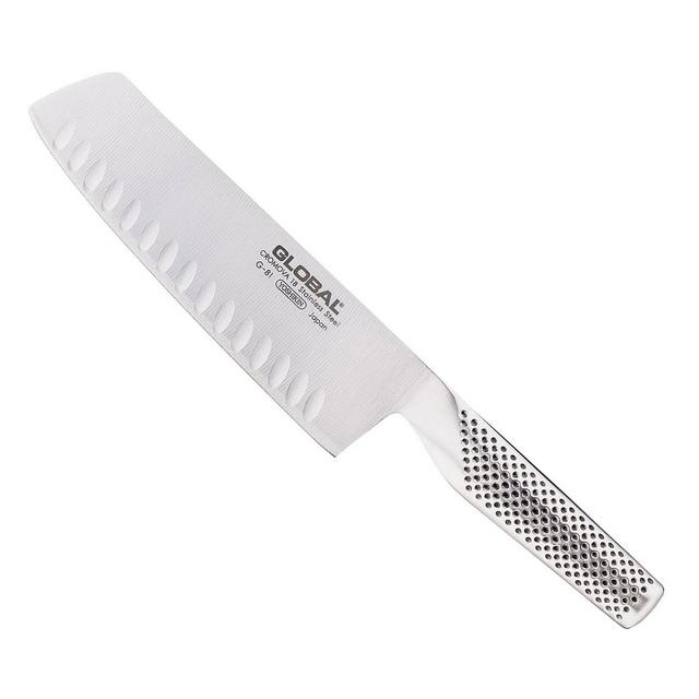 Global Stainless Steel 6" Hollow Edge Nakiri Vegetable Knife