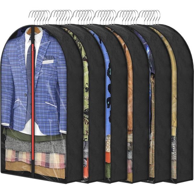 6.5" Gussetes Garment Bags for Hanging Clothes Storage, 40" Suit Cover Bags for Closet Travel (Set of 6), Clear Hanging Clothes Storage with Zipper for Clothing
