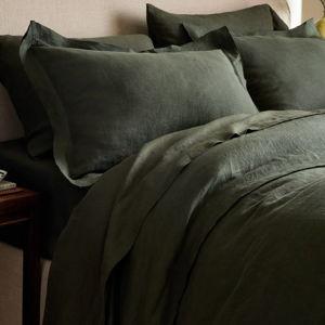 European Linen Double Flange Deluxe Bedding Bundle - Pine, King
