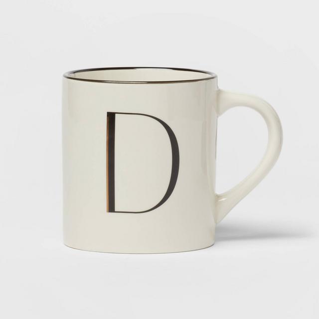16oz Stoneware Monogram D Mug Ivory - Threshold™