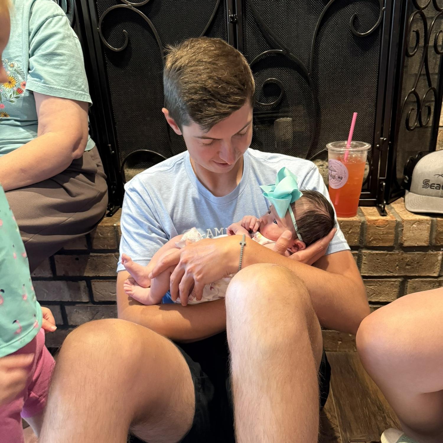 First time holding baby Cambrie