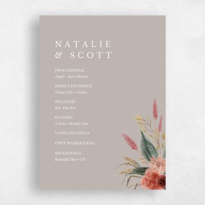 Greige, Grey Wedding Program - Monahan