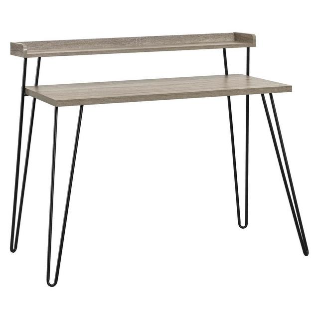 Panama Wood Writing Desk with Hutch Gray - Room & Joy
