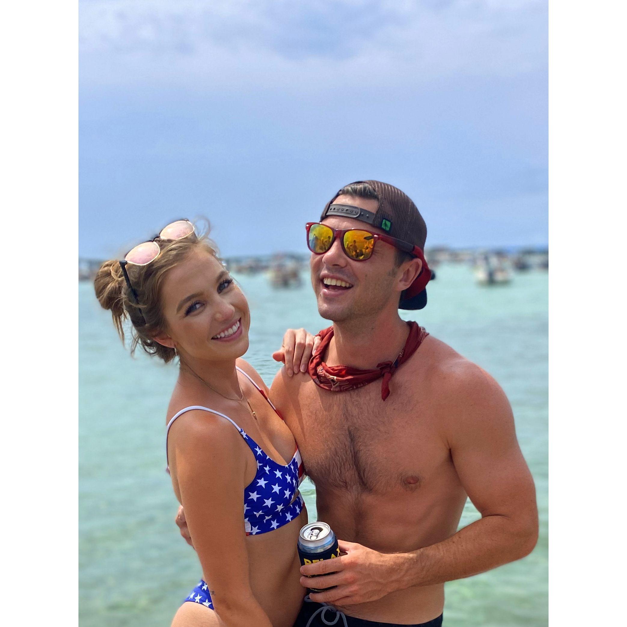 First 4th of July together at Crab Island