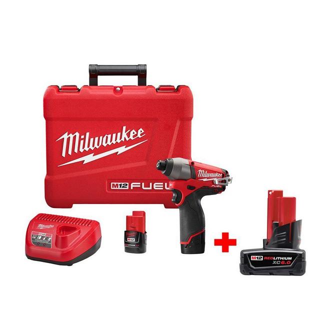 M12 FUEL 12-Volt Brushless Lithium-Ion 1/4 in. Hex Impact Driver Kit with 6.0Ah Battery