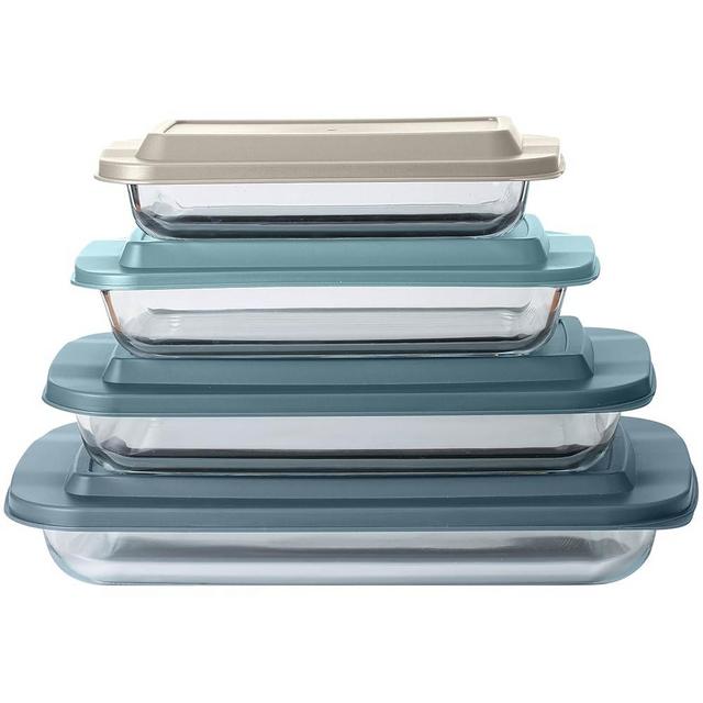 COOK WITH COLOR 8 PC. Glass Baking Dish Set with Lids - Deep Casserole Dish, Glass Food Container, Oven, Freezer and Microwave Safe, Clear Container