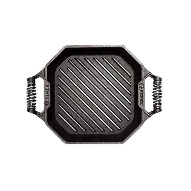 FINEX 12" Cast Iron Grill Pan, Modern Heirloom, Handcrafted in The USA, Pre-Seasoned with Organic Flaxseed Oil