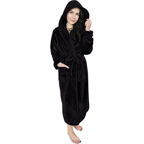 NY Threads Women Fleece Hooded Bathrobe - Plush Long Robe