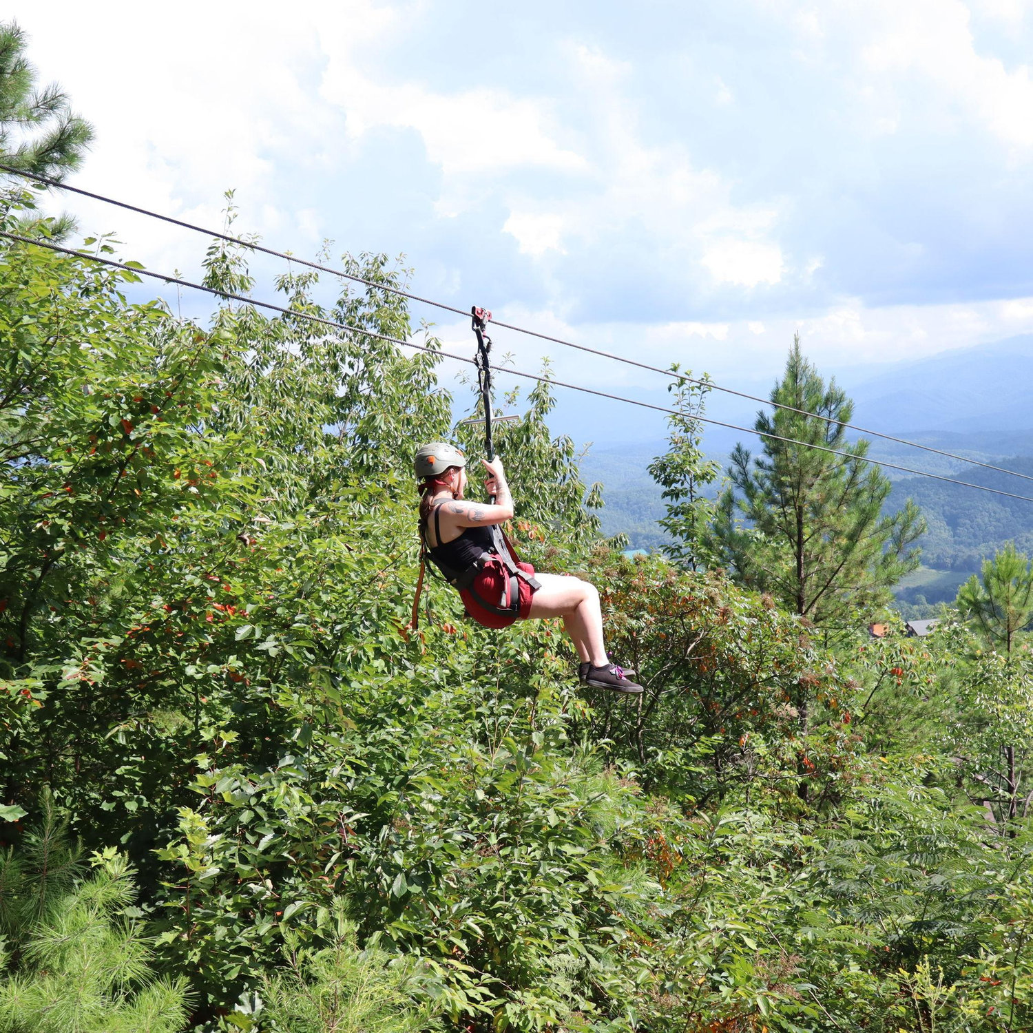 Anna ziplining in the Smokies on Anna's proposal trip