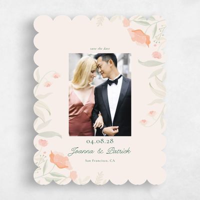 Beige Scalloped Wedding Save the Date - Blysse Photo