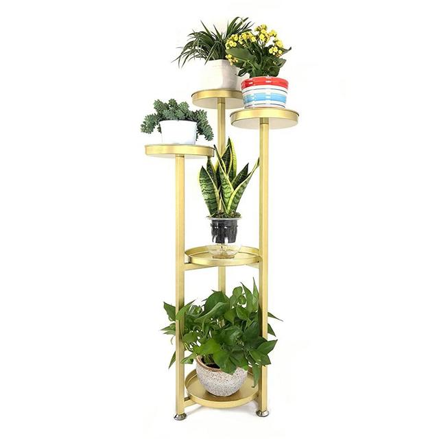 Plant Stand Indoor,Metal Outdoor Plant Shelf Tall for Small Plants,39 inches in Height,Tiered Plant Holder Table Plant Pot Stand for Living Room Corner Balcony Window Patio,Gold（5 Tiers）