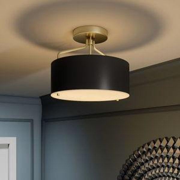 Quoizel Covington 2 -Light 13-in Matte Black Semi Flush Mount Light