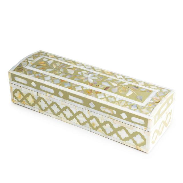 GAURI KOHLI Jodhpur Mother of Pearl Decorative Box, 12"