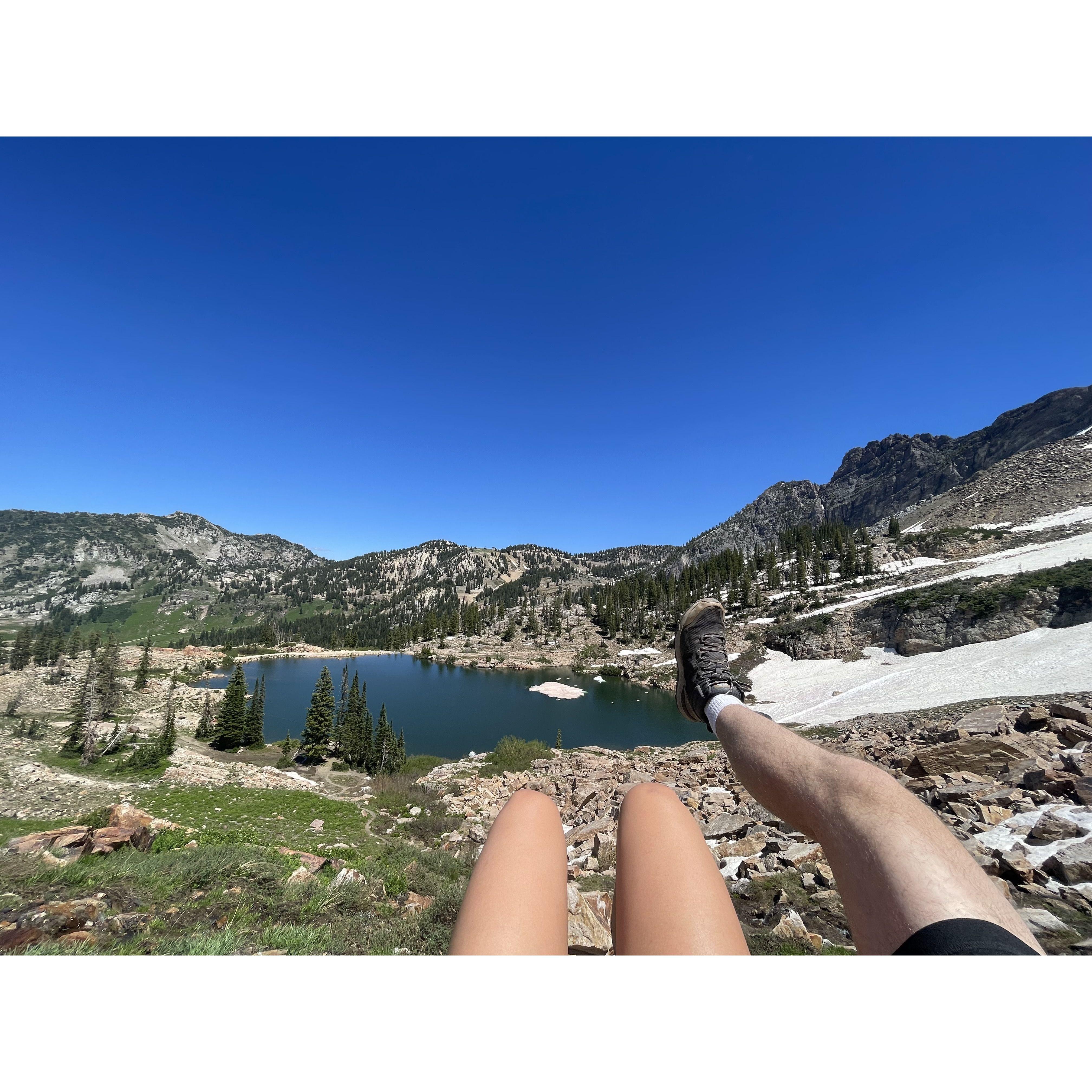 The very first picture we ever took together, sitting above Cecret Lake!