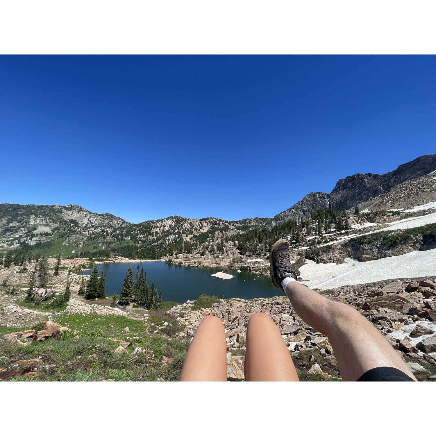 The very first picture we ever took together, sitting above Cecret Lake!