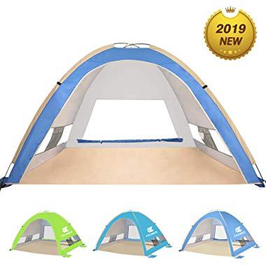 KEUMER Venustas Large Pop Up Beach Tent Automatic Sun Shelter Cabana Easy Set Up Light Weight Camping Fishing Tents 4 Person Anti-UV Portable Sunshade for Family Adults