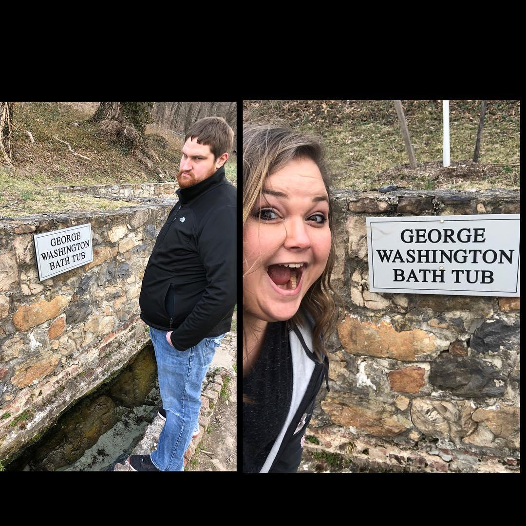 Matt's first trip to Britt's home town of Berkeley Springs.  He was not impressed by George Washington's Bathtub.
