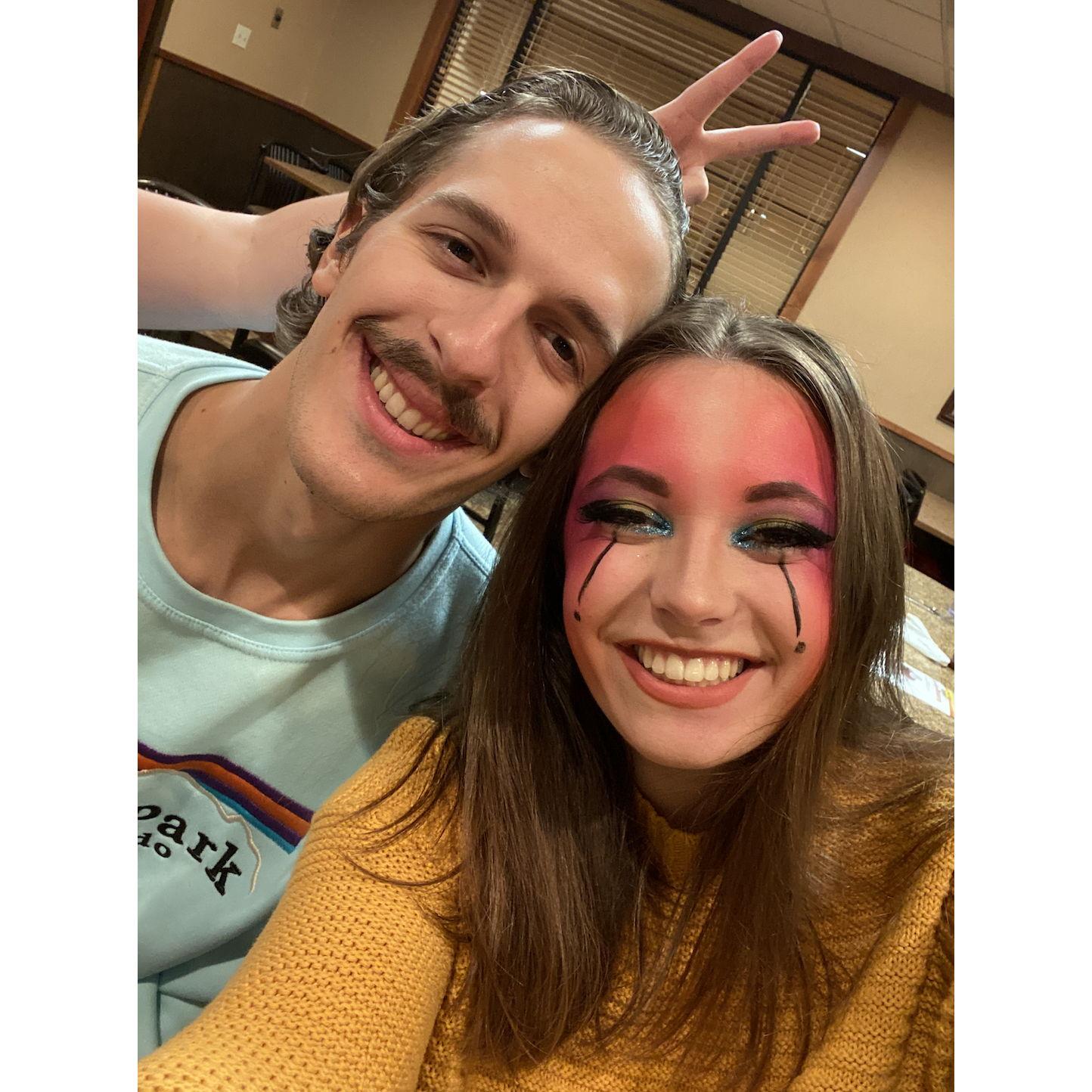 Acting in their first musical together, "Pippin."