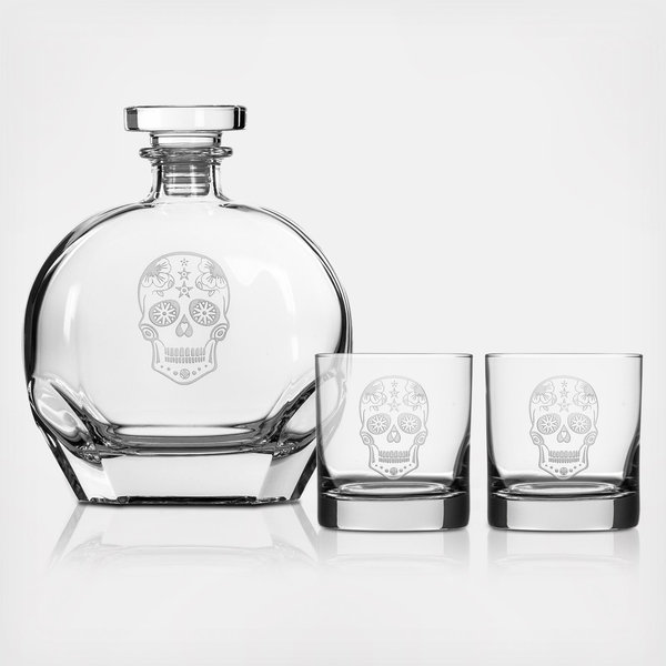 Rolf Glass Sugar Skull Whiskey Decanter - Thumbnail 5