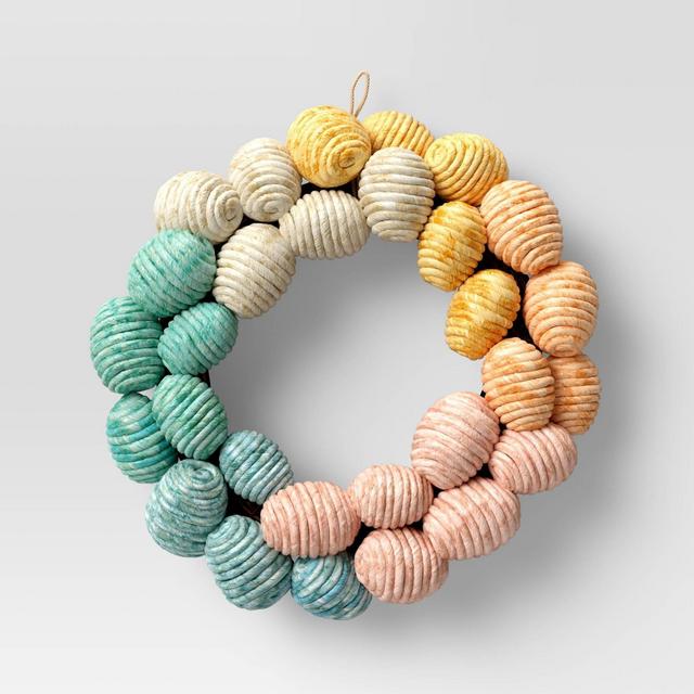 13" Artificial Woven Corn Husk Egg Wreath - Opalhouse™