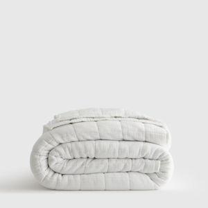 Organic Airy Gauze Box Quilt in White - King