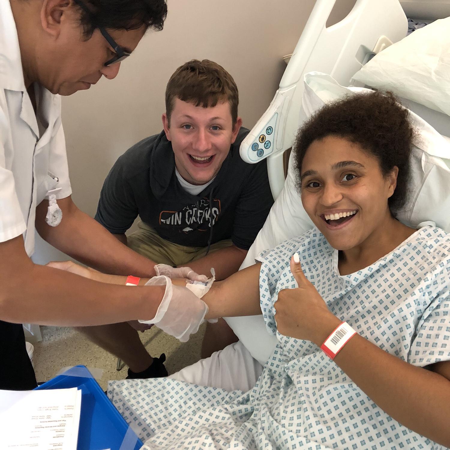Jordan's last day in the hospital in London (she wasn't always this smiley)