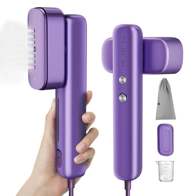 Travel Steamer for Clothes, 100–230V Dual Voltage 2-in-1 Handheld Garment Steamer & Iron, 15s Fast Heat-Up, 80ml Leak-Proof Tank, Large Ceramic Plate, Auto Shut-Off, Portable for Home & Travel